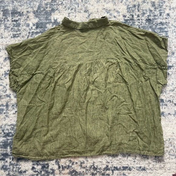 Eileen Fisher Washed Organic Linen Delave Button Down Boxy Blouse Shirt Plus 3X - Picture 5 of 10